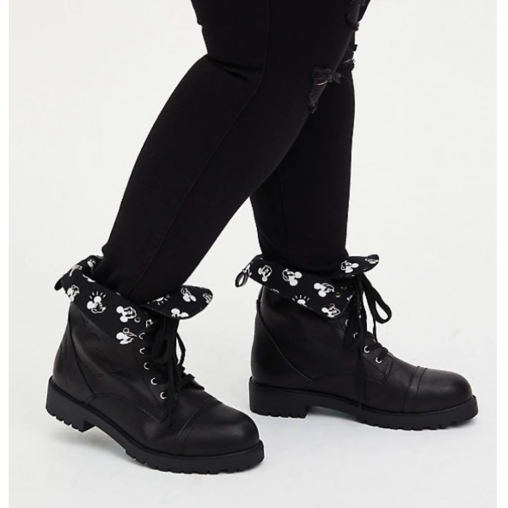 TORRID MICKEY BLACK FAUX LEATHER COMBAT BOOT (WW)